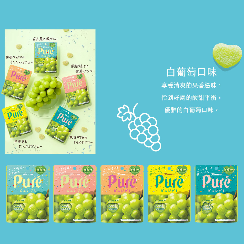 【Kanro 甘樂】日本甘樂鮮果實軟糖白葡萄口味盒裝6包入(56gx6)