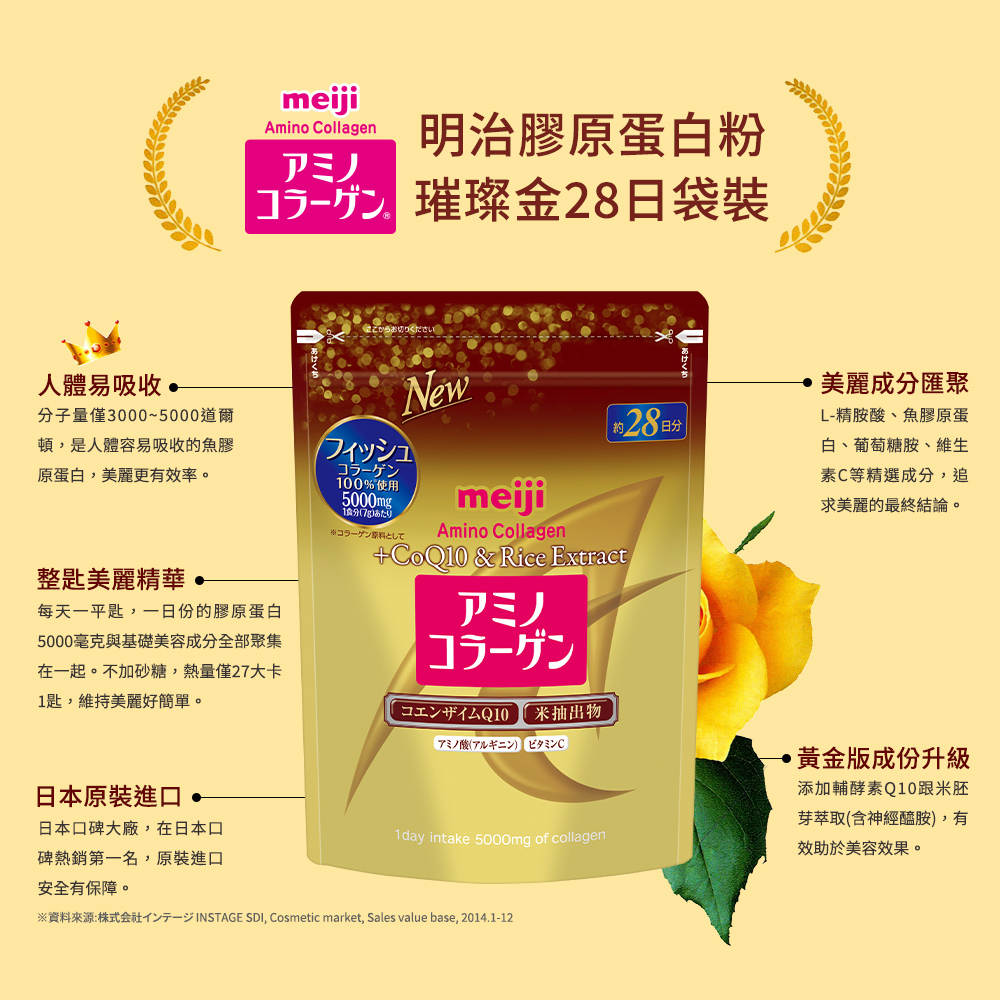 【明治】膠原蛋白粉 奢華版-璀璨金袋裝28日份